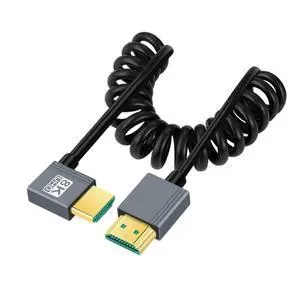 HDMI 2.1 Coiled Cable,HDMI Male to Male 90 Degree Left Angled 8K@60Hz 4K@120Hz 48Gbps Ultra High-Speed Gold-Plated Cable 1.0M/3.28FT for TV, Monitor, Computer HDMI 2.1 Coiled Cable,HDMI Male to Male 90 Degree Left Angled 8K@60Hz 4K@120Hz 48Gbps Ultra High-Speed Gold-Plated Cable 1.0M/3.28FT for TV, Monitor, Computer