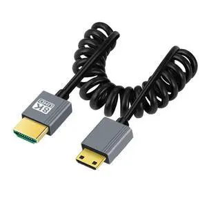 HDMI 2.1 Coiled Cable,HDMI Male to Mini HDMI Male 8K@60Hz 4K@120Hz 48Gbps Ultra High-Speed Gold-Plated Cable 1.0M/3.28FT for TV, Monitor, Computer HDMI 2.1 Coiled Cable,HDMI Male to Mini HDMI Male 8K@60Hz 4K@120Hz 48Gbps Ultra High-Speed Gold-Plated Cable 1.0M/3.28FT for TV, Monitor, Computer