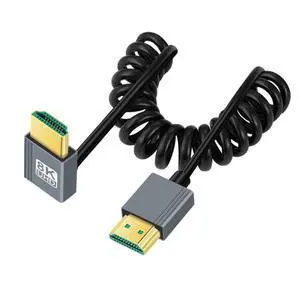 HDMI 2.1 Coiled Cable,HDMI Male to Male 90 Degree Down Angled 8K@60Hz 4K@120Hz 48Gbps Ultra High-Speed Gold-Plated Cable 1.0M/3.28FT for TV, Monitor, Computer HDMI 2.1 Coiled Cable,HDMI Male to Male 90 Degree Down Angled 8K@60Hz 4K@120Hz 48Gbps Ultra High-Speed Gold-Plated Cable 1.0M/3.28FT for TV, Monitor, Computer