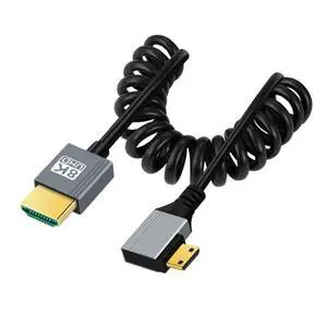 HDMI 2.1 Coiled Cable,HDMI Male to Mini HDMI Male 90 Degree Left Angled 8K@60Hz 4K@120Hz 48Gbps Ultra High-Speed Gold-Plated Cable 1.0M/3.28FT for TV, Monitor, Computer HDMI 2.1 Coiled Cable,HDMI Male to Mini HDMI Male 90 Degree Left Angled 8K@60Hz 4K@120Hz 48Gbps Ultra High-Speed Gold-Plated Cable 1.0M/3.28FT for TV, Monitor, Computer