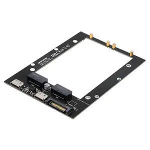 PCI Express 5.0/4.0 Dual Oculink SFF-8611 4i to Dual Gen-Z 1C (EDSFF) E1.S SSD Adapter with SATA Power Port for 9.5/15/25mm EDSFF 1U Short SSD with Heat Sink PCI Express 5.0/4.0 Dual Oculink SFF-8611 4i to Dual Gen-Z 1C (EDSFF) E1.S SSD Adapter with SATA Power Port for 9.5/15/25mm EDSFF 1U Short SSD with Heat Sink