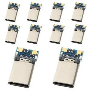 10 Pack USB C DIY Connector USB 3.1 Type C 24Pin Male Plug Port Repair Replacement Solder Adapter with PCB Board 10 Pack USB C DIY Connector USB 3.1 Type C 24Pin Male Plug Port Repair Replacement Solder Adapter with PCB Board