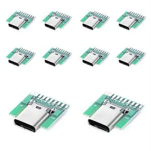 10 Pack USB C DIY Connector USB 3.1 Type C 24Pin Female Socket Port Repair Replacement Solder Adapter with PCB Board 10 Pack USB C DIY Connector USB 3.1 Type C 24Pin Female Socket Port Repair Replacement Solder Adapter with PCB Board