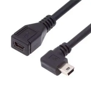 Mini USB Extension Cable, USB 2.0 Mini USB 5Pin Male to Female 90 Degree Left Angled Power Charging Data Transfer Extension Cable Adapter 0.98ft for Dash Cam/GPS/Microphone Mini USB Extension Cable, USB 2.0 Mini USB 5Pin Male to Female 90 Degree Left Angled Power Charging Data Transfer Extension Cable Adapter 0.98ft for Dash Cam/GPS/Microphone