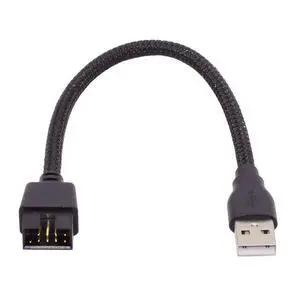 Motherboard 9/10Pin Male to USB 2.0 Male External Extension Nylon Braided Cable 20cm Motherboard 9/10Pin Male to USB 2.0 Male External Extension Nylon Braided Cable 20cm
