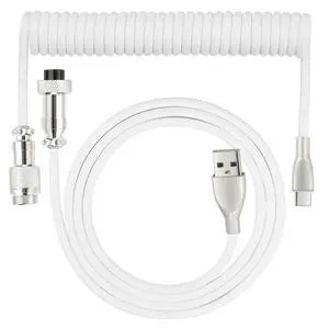 USB C Keyboard Cable, USB C to USB A Cable for Gaming Coiled Keyboard, Braided Detachable Metal Aviator Connector Double Sleeved 6FT(White) USB C Keyboard Cable, USB C to USB A Cable for Gaming Coiled Keyboard, Braided Detachable Metal Aviator Connector Double Sleeved 6FT(White)