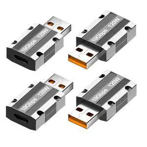 10Gbps USB C Female to USB Male Adapter, Zinc Alloy Double-Sided USB A to Type C Adapter with10Gbps High-Speed Data Transfer & PD120W Stable Charging for Laptop Charger Power Bank(4Pack) 10Gbps USB C Female to USB Male Adapter, Zinc Alloy Double-Sided USB A to Type C Adapter with10Gbps High-Speed Data Transfer & PD120W Stable Charging for Laptop Charger Power Bank(4Pack)