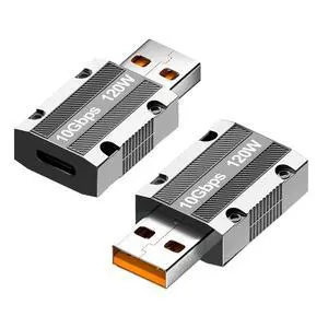 10Gbps USB C Female to USB Male Adapter, Zinc Alloy Double-Sided USB A to Type C Adapter with10Gbps High-Speed Data Transfer & PD120W Stable Charging for Laptop Charger Power Bank(2Pack) 10Gbps USB C Female to USB Male Adapter, Zinc Alloy Double-Sided USB A to Type C Adapter with10Gbps High-Speed Data Transfer & PD120W Stable Charging for Laptop Charger Power Bank(2Pack)