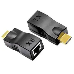 HDMI Over Ethernet Extender Kit - Transmit HDMI Signal Up to 99ft via Cat5e/Cat6 Cable, Converter Adapter Set (Black) HDMI Over Ethernet Extender Kit - Transmit HDMI Signal Up to 99ft via Cat5e/Cat6 Cable, Converter Adapter Set (Black)