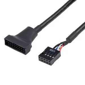 USB 2.0 9-Pin to USB 3.0 19-Pin Adapter Cable - Internal Motherboard Converter for Front Panel USB 3.0 Type-A Female Port, Black (0.1m) USB 2.0 9-Pin to USB 3.0 19-Pin Adapter Cable - Internal Motherboard Converter for Front Panel USB 3.0 Type-A Female Port, Black (0.1m)