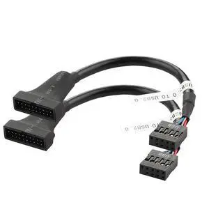 USB 2.0 9-Pin to USB 3.0 19-Pin Adapter Cable - Internal Motherboard Converter for Front Panel USB 3.0 Type-A Female Port, Black (0.1m 2Pack) USB 2.0 9-Pin to USB 3.0 19-Pin Adapter Cable - Internal Motherboard Converter for Front Panel USB 3.0 Type-A Female Port, Black (0.1m 2Pack)