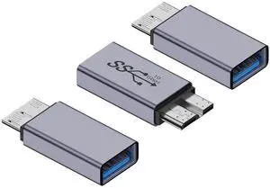 USB 3.0 Micro B Male to A Female Adapter - 5Gbps Converter for External Hard Drive, SSD, Camera - OTG Support, Gray (3-Pack) USB 3.0 Micro B Male to A Female Adapter - 5Gbps Converter for External Hard Drive, SSD, Camera - OTG Support, Gray (3-Pack)