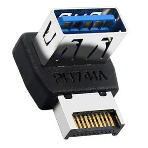 USB 3.2 Gen2 Type-E to USB 3.0 Female Adapter, 90 Degree Right Angle Internal Header Converter, for Motherboard Front Panel, PC Case Cable Management - (A) USB 3.2 Gen2 Type-E to USB 3.0 Female Adapter, 90 Degree Right Angle Internal Header Converter, for Motherboard Front Panel, PC Case Cable Management - (A)