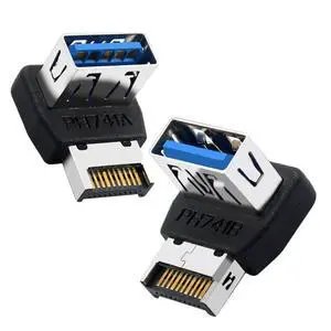 USB 3.2 Gen2 Type-E to USB 3.0 Female Adapter, 90 Degree Right Angle Internal Header Converter, for Motherboard Front Panel, PC Case Cable Management - (A&B) USB 3.2 Gen2 Type-E to USB 3.0 Female Adapter, 90 Degree Right Angle Internal Header Converter, for Motherboard Front Panel, PC Case Cable Management - (A&B)