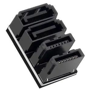 Double-Layer SATA 7-Pin Male to Female 180-Degree Adapter, 4 Ports, Black, Matte Finish, EVA Insulated, Motherboard Adapter Double-Layer SATA 7-Pin Male to Female 180-Degree Adapter, 4 Ports, Black, Matte Finish, EVA Insulated, Motherboard Adapter
