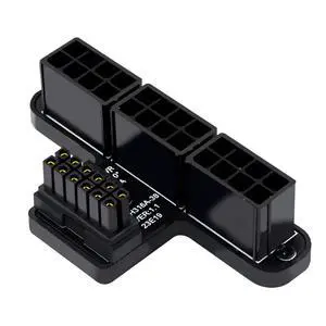 ATX 3.0 12VHPWR 16Pin (12+4p) to 3X 8-Pin PCIe 5.0 Graphics Card Power Adapter, 600W, 180 Degree Aluminum Alloy (A Type/Black) ATX 3.0 12VHPWR 16Pin (12+4p) to 3X 8-Pin PCIe 5.0 Graphics Card Power Adapter, 600W, 180 Degree Aluminum Alloy (A Type/Black)