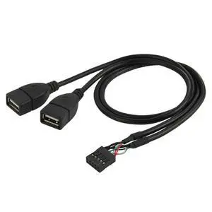Cable Motherboard 9Pin 10Pin Female Housing to Dual USB 2.0 Female Type-A Cable 50cm Cable Motherboard 9Pin 10Pin Female Housing to Dual USB 2.0 Female Type-A Cable 50cm