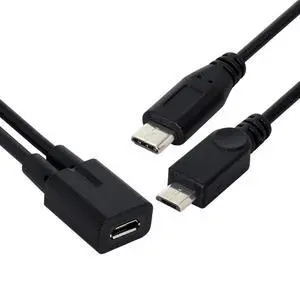 Cable Micro USB Female to USB-C Type C USB 3.1 & Micro USB Male Splitter Extension Charge Cable Cable Micro USB Female to USB-C Type C USB 3.1 & Micro USB Male Splitter Extension Charge Cable