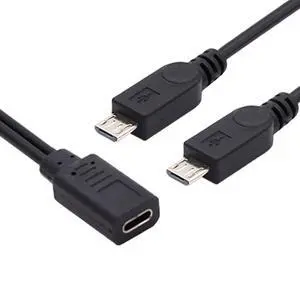 Cable Type-C USB-C Female DC 5V to Dual Micro USB 5Pin Male Splitter Extension Charge Cable Cable Type-C USB-C Female DC 5V to Dual Micro USB 5Pin Male Splitter Extension Charge Cable