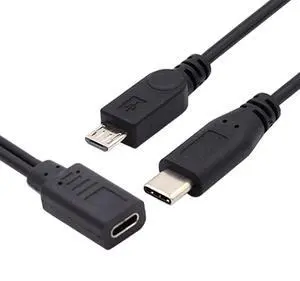 Cable Type-C USB-C Female to USB-C Type C USB 3.1 & Micro USB Male Splitter Extension Charge Cable Cable Type-C USB-C Female to USB-C Type C USB 3.1 & Micro USB Male Splitter Extension Charge Cable