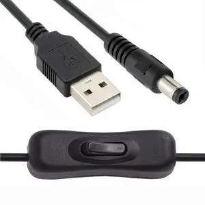 Cable DC 5.5x2.1mm Plug to USB Type-A Cable with On Off Power Switch Button for DC 5V Desk Lamp Fan Camera Cable DC 5.5x2.1mm Plug to USB Type-A Cable with On Off Power Switch Button for DC 5V Desk Lamp Fan Camera