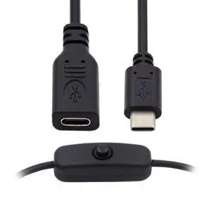 Cable USB-C with On Off Power Switch Button USB Type C Male to Female for Laptop Keyboard Raspberry Pi 4B Cable USB-C with On Off Power Switch Button USB Type C Male to Female for Laptop Keyboard Raspberry Pi 4B