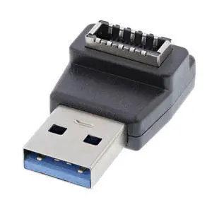 Adapter Type-A USB3.0 Male to Type-E USB 3.1 Front Panel Header Female Motherboard Extension Data Adapter 90 Degree Angled Adapter Type-A USB3.0 Male to Type-E USB 3.1 Front Panel Header Female Motherboard Extension Data Adapter 90 Degree Angled