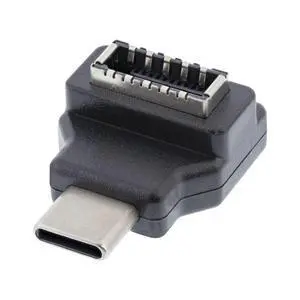 Adapter Type-C USB-C Male to Type-E USB 3.1 Front Panel Header Female Motherboard Extension Data Adapter 90 Degree Angled Adapter Type-C USB-C Male to Type-E USB 3.1 Front Panel Header Female Motherboard Extension Data Adapter 90 Degree Angled