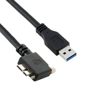 Cable Micro USB3.0 Single Screw Locking to USB3.0 Data 5Gbps Power Cable 90 Degree Left Angled Type for VR Industrial Camera Computer (3.0m) Cable Micro USB3.0 Single Screw Locking to USB3.0 Data 5Gbps Power Cable 90 Degree Left Angled Type for VR Industrial Camera Computer (3.0m)