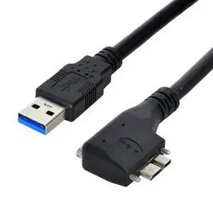 Cable Micro USB3.0 Dual Screws Locking to USB3.0 Data 5Gbps Power Cable 90 Degree Right Angled Type for VR Industrial Camera Computer (1.2m) Cable Micro USB3.0 Dual Screws Locking to USB3.0 Data 5Gbps Power Cable 90 Degree Right Angled Type for VR Industrial Camera Computer (1.2m)