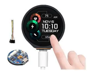 ESP32-S3 Development Board with 1.28inch Round Touch LCD 240×240 Pixel 65K RGB Color, 32-bit LX7 Dual-Core Processor with 6-axis Sensor, Support 2.4GHz W-i-F-i (802.11 b/g/n) and Blue-Tooth 5 ESP32-S3 Development Board with 1.28inch Round Touch LCD 240×240 Pixel 65K RGB Color, 32-bit LX7 Dual-Core Processor with 6-axis Sensor, Support 2.4GHz W-i-F-i (802.11 b/g/n) and Blue-Tooth 5
