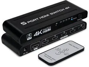 HDMI Switch 5 in 1 Out, 5 Port HDMI Switcher Selector Box with IR Remote Control & Auto Switch, Support 4K @30Hz, HDR, HDCP, 3D, 1080P for HDTV PS3 PS4 Xbox Projector Blu-ray Player (Black) HDMI Switch 5 in 1 Out, 5 Port HDMI Switcher Selector Box with IR Remote Control & Auto Switch, Support 4K @30Hz, HDR, HDCP, 3D, 1080P for HDTV PS3 PS4 Xbox Projector Blu-ray Player (Black)