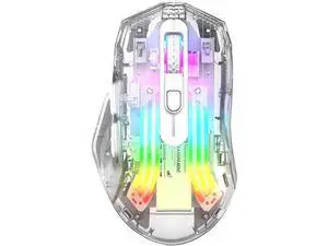 Wireless Gaming Mice with Transparent Crystal Shell, Tri-Modes (USB Wired + 2.4G Wireless+ Bluetooth), Silent Click, Rechargeable Wireless Mouse with RGB Backlit- White Wireless Gaming Mice with Transparent Crystal Shell, Tri-Modes (USB Wired + 2.4G Wireless+ Bluetooth), Silent Click, Rechargeable Wireless Mouse with RGB Backlit- White