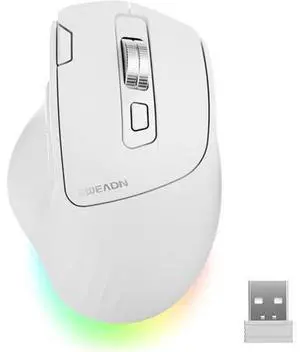 Ergonomic Wireless Mouse, 2.4G & Bluetooth Wireless Mouse for Laptop, Silent Click Dual-Mode Rechargeable Computer Mouse, 5 DPI Levels Optical Mice with RGB for Laptop, PC, Mac, Windows, White Ergonomic Wireless Mouse, 2.4G & Bluetooth Wireless Mouse for Laptop, Silent Click Dual-Mode Rechargeable Computer Mouse, 5 DPI Levels Optical Mice with RGB for Laptop, PC, Mac, Windows, White