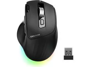 Ergonomic Wireless Mouse, 2.4G & Bluetooth Wireless Mouse for Laptop, Silent Click Dual-Mode Rechargeable Computer Mouse, 5 DPI Levels Optical Mice with RGB for Laptop, PC, Mac, Windows, Black Ergonomic Wireless Mouse, 2.4G & Bluetooth Wireless Mouse for Laptop, Silent Click Dual-Mode Rechargeable Computer Mouse, 5 DPI Levels Optical Mice with RGB for Laptop, PC, Mac, Windows, Black