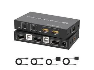 HDMI KVM Switch 1 Monitor 2 Computers 4K@60Hz, HDMI USB KVM Switches for 2 Computer Share 1 Monitor 3 USB Ports for Keyboard Mouse, Support Extended & Mirror Mode, with Desktop Controller HDMI KVM Switch 1 Monitor 2 Computers 4K@60Hz, HDMI USB KVM Switches for 2 Computer Share 1 Monitor 3 USB Ports for Keyboard Mouse, Support Extended & Mirror Mode, with Desktop Controller