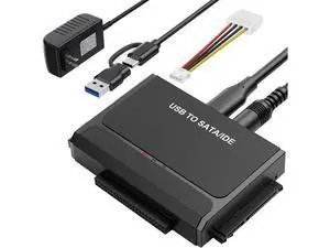 Hard Drive Reader, USB 3.0 & Type C to IDE SATA Adapter, External Data Transfer Recovery Converter Kit for 2.5"/3.5" SATA/IDE HDD SSD Hard Disk, Included 12V/2A Power up to 6TB Hard Drive Reader, USB 3.0 & Type C to IDE SATA Adapter, External Data Transfer Recovery Converter Kit for 2.5"/3.5" SATA/IDE HDD SSD Hard Disk, Included 12V/2A Power up to 6TB