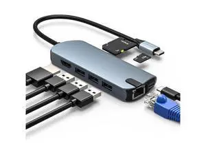 8-in-1 USB C Hub Ethernet Adapter with 4K@60Hz HDMI, 100W PD Charging, 3X USB 3.0 Ports, 1Gbps RJ45, SD/TF Card Reader, USB C Adapters Compatible with MacBook Pro/Air, iPad Pro and More Laptops 8-in-1 USB C Hub Ethernet Adapter with 4K@60Hz HDMI, 100W PD Charging, 3X USB 3.0 Ports, 1Gbps RJ45, SD/TF Card Reader, USB C Adapters Compatible with MacBook Pro/Air, iPad Pro and More Laptops