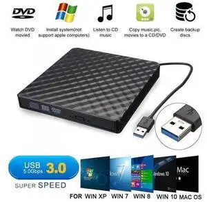 External CD Drive, USB 3.0 Slim External CD DVD ROM Drive Writer Reader Burner, Portable CD DVD RW Drive/Writer/Burner Optical Player External DVD Drive for Macbook/Laptop/Desktop PC Windows XP/7/10 External CD Drive, USB 3.0 Slim External CD DVD ROM Drive Writer Reader Burner, Portable CD DVD RW Drive/Writer/Burner Optical Player External DVD Drive for Macbook/Laptop/Desktop PC Windows XP/7/10