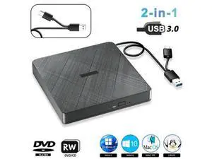 External CD DVD Drive, USB 3.0 & Type-C Portable CD DVD Burner +/-RW DVD Player for Laptop, External CD/DVD Drive, External Optical USB DVD Drive Compatible with Windows 7/8/10/XP Linux MacOS External CD DVD Drive, USB 3.0 & Type-C Portable CD DVD Burner +/-RW DVD Player for Laptop, External CD/DVD Drive, External Optical USB DVD Drive Compatible with Windows 7/8/10/XP Linux MacOS