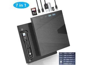 External CD DVD Drive, 7 in 1 Portable CD/DVD Drives +/-RW Optical Drive with SD/TF Card Reader USB 3.0 &USB-C CD Burner Compatible with Laptop Desktop PC Windows 7/8/10/11/XP Mac Pro/Air Linux External CD DVD Drive, 7 in 1 Portable CD/DVD Drives +/-RW Optical Drive with SD/TF Card Reader USB 3.0 &USB-C CD Burner Compatible with Laptop Desktop PC Windows 7/8/10/11/XP Mac Pro/Air Linux
