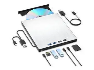 7-in-1 External CD DVD Drive, USB 3.0 Type-C CD/DVD Drive External USB with SD/TF Card Reader, External CD Drive for Laptop, Portable External DVD Burner for Windows XP/7/8/10/11, Linux, MacOS 7-in-1 External CD DVD Drive, USB 3.0 Type-C CD/DVD Drive External USB with SD/TF Card Reader, External CD Drive for Laptop, Portable External DVD Burner for Windows XP/7/8/10/11, Linux, MacOS