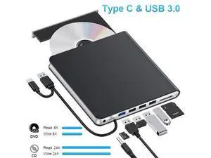External CD DVD Drive, 7-in-1 USB 3.0 & Type-C DVD Drive External with 4 USB Ports & SD/TF, DVD RW Burner External CD Drive for Laptop, Desktop, Mac-Book, Windows 11/10/8/7/XP/Linux/Vista/Mac External CD DVD Drive, 7-in-1 USB 3.0 & Type-C DVD Drive External with 4 USB Ports & SD/TF, DVD RW Burner External CD Drive for Laptop, Desktop, Mac-Book, Windows 11/10/8/7/XP/Linux/Vista/Mac