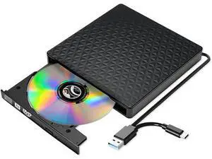 External CD DVD Drive, Ultra-Slim CD ROM Burner Reader Writer Drive Portable DVD Player, USB 3.0 and Type-C Optical DVD Drive Compatible with Laptop Desktop PC Windows XP/7/8/10/11 Linux Mac OS External CD DVD Drive, Ultra-Slim CD ROM Burner Reader Writer Drive Portable DVD Player, USB 3.0 and Type-C Optical DVD Drive Compatible with Laptop Desktop PC Windows XP/7/8/10/11 Linux Mac OS