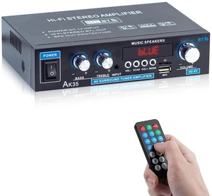 AK35 Bluetooth 5.0 Stereo Amplifier, 2.0 Channel Mini Audio Receiver, 30Wx2 Home AK35 Bluetooth 5.0 Stereo Amplifier, 2.0 Channel Mini Audio Receiver, 30Wx2 Home
