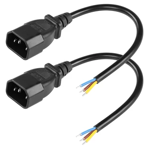 2PCS 1FT IEC 320 C14 Male 3 Pin with Open Wiring Stripped, Heavy Duty Replacemen 2PCS 1FT IEC 320 C14 Male 3 Pin with Open Wiring Stripped, Heavy Duty Replacemen