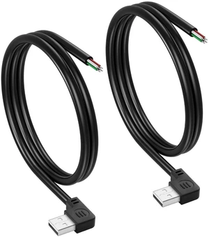 2PCS Short USB A Male 4 Pin Bare Wire,Left Angle 24AWG USB 2.0 Male Plug to Bare 2PCS Short USB A Male 4 Pin Bare Wire,Left Angle 24AWG USB 2.0 Male Plug to Bare