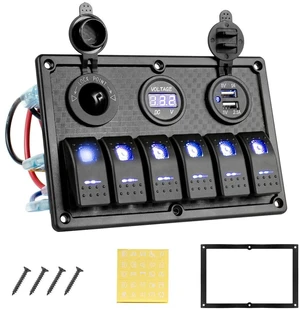 Marine Boat Switches Panel Waterproof 12V 6 Gang Rocker Switch Panel with USB Sl Marine Boat Switches Panel Waterproof 12V 6 Gang Rocker Switch Panel with USB Sl