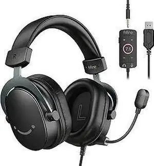 Wired Gaming Headset, Gamer Headset with 3.5mm and USB Dual Connectivity, 7.1 Surround Sound, Tuned 50mm Drivers, Detachable Mic, Over-Ear Headphones for PC/PS5/Xbox, Black-AmpliGame H9 Wired Gaming Headset, Gamer Headset with 3.5mm and USB Dual Connectivity, 7.1 Surround Sound, Tuned 50mm Drivers, Detachable Mic, Over-Ear Headphones for PC/PS5/Xbox, Black-AmpliGame H9