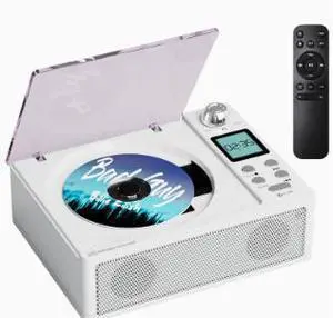 Portable Retro CD Player with Bluetooth, USB, TF Card & FM Radio, Rechargeable Home Stereo Speaker System with Remote Control, MP3 CD Player Portable Retro CD Player with Bluetooth, USB, TF Card & FM Radio, Rechargeable Home Stereo Speaker System with Remote Control, MP3 CD Player